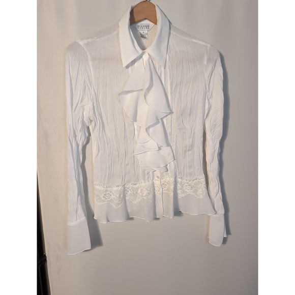 Allison Taylor Tops - Y2K Chiffon Fairycore Ruffle Blouse Top Shirt Long Sleeve Lace‎ Detail Cuffs M